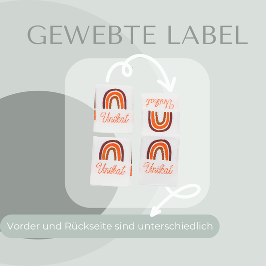 Unikat Orange Web Label gewebt Eigenproduktion