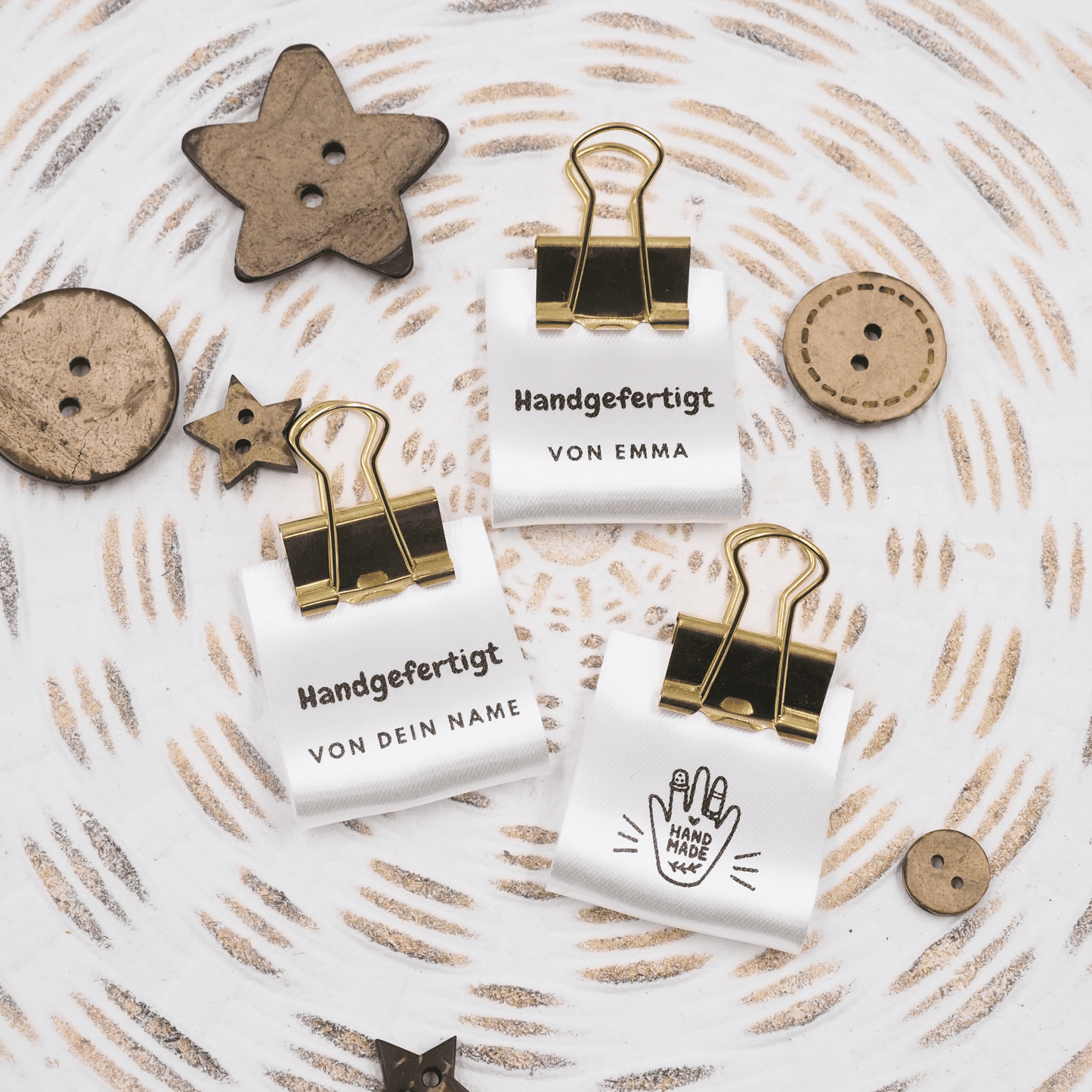 Personalisierte Satin Label - Handmade, Handgefertigt - personalisiert mit eigenem Namen