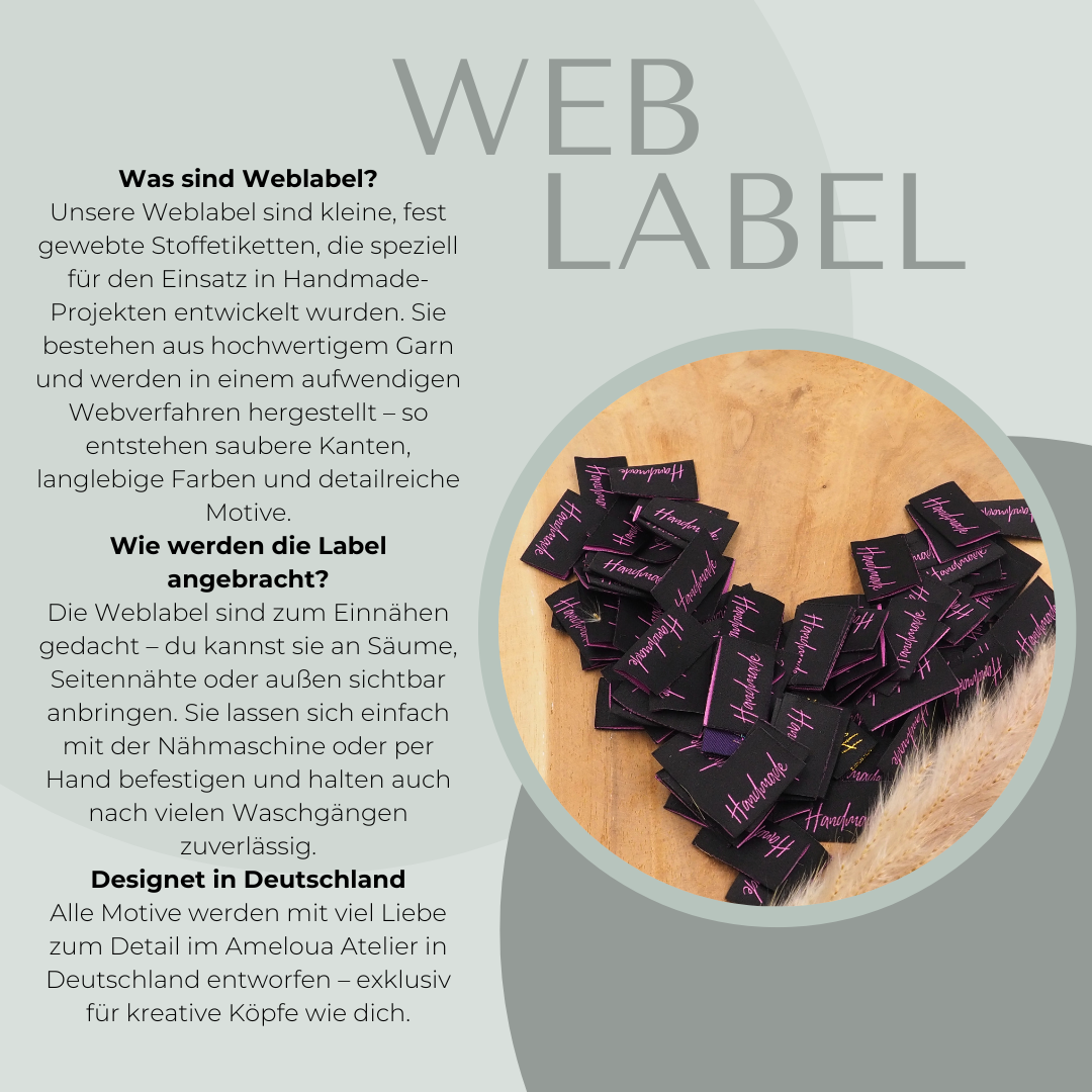 Handmade pink Label gewebt Eigenproduktion