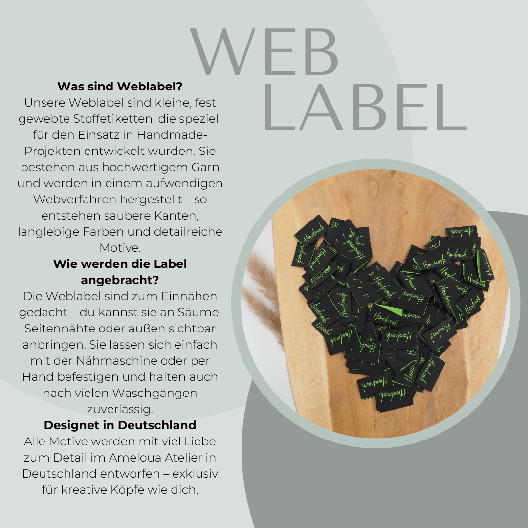 Handmade Neon-Grün Label gewebt Eigenproduktion