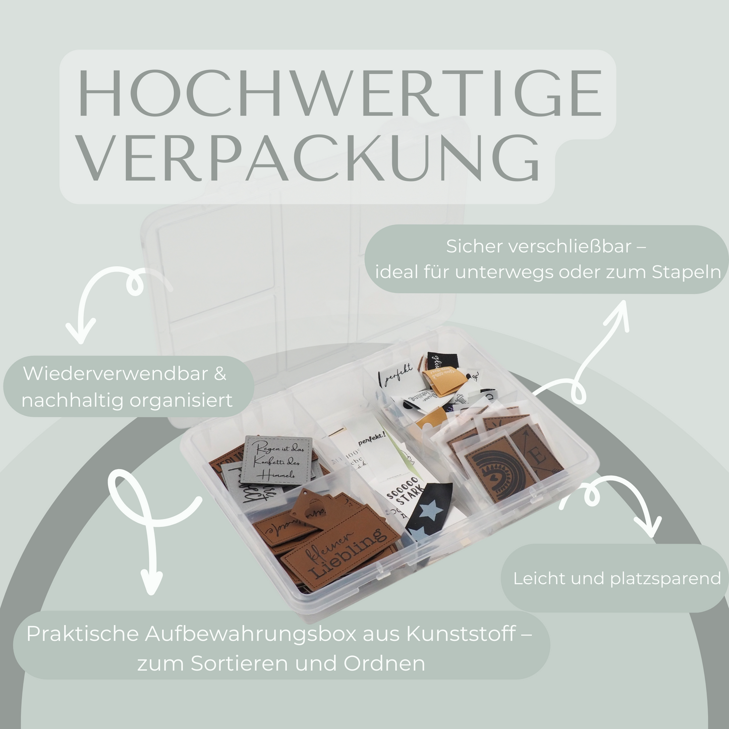 Label Box / Kunstleder Label, Knick Label, Web Label, Satin, Bügel Label