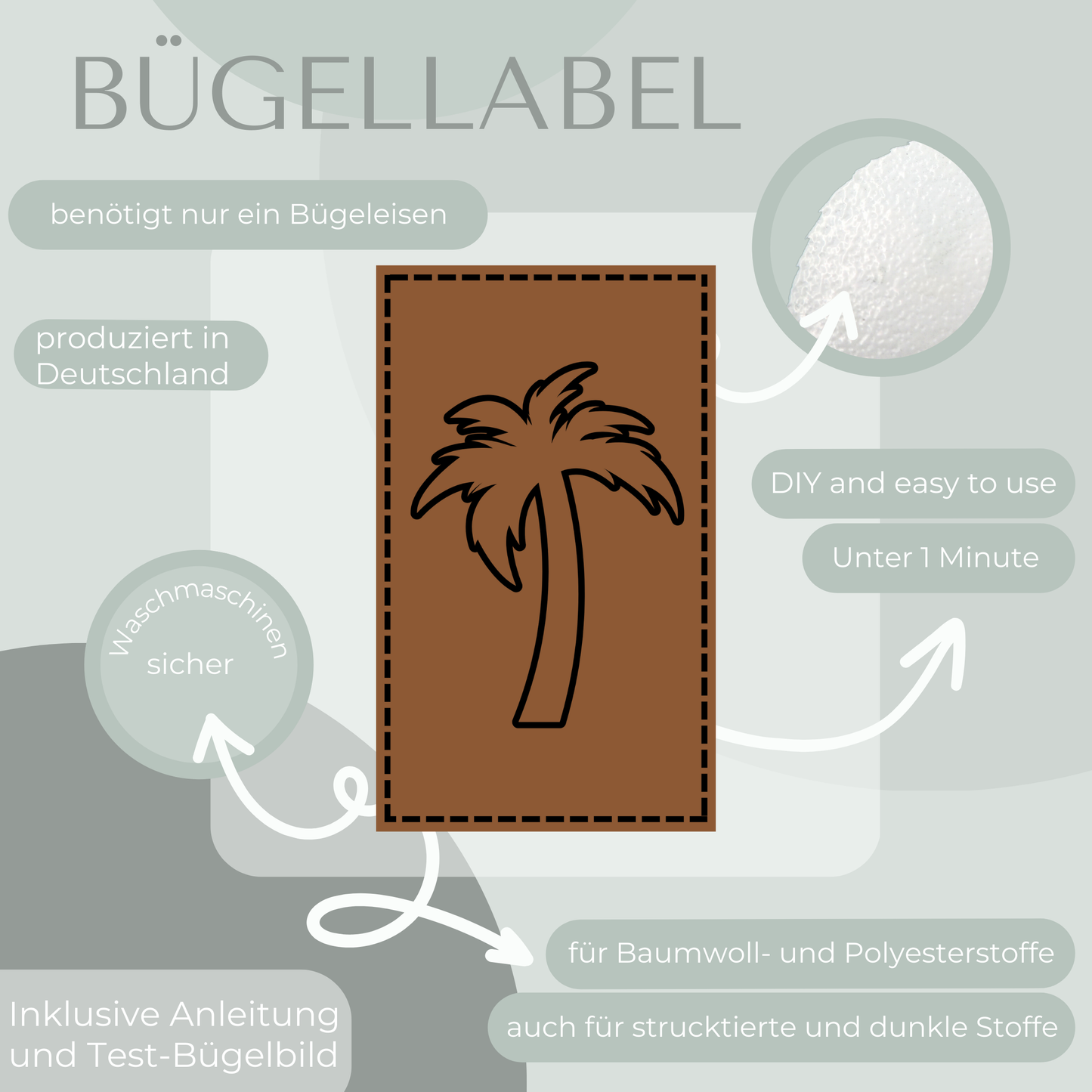 Palme Bügel Label Bügellabel Eigenproduktion