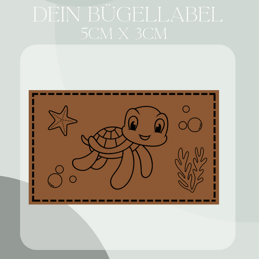 Schildkröte Bügel Label Bügellabel Eigenproduktion