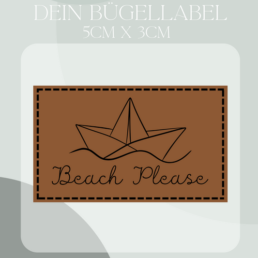 Beach Please Bügel Label Bügellabel Eigenproduktion