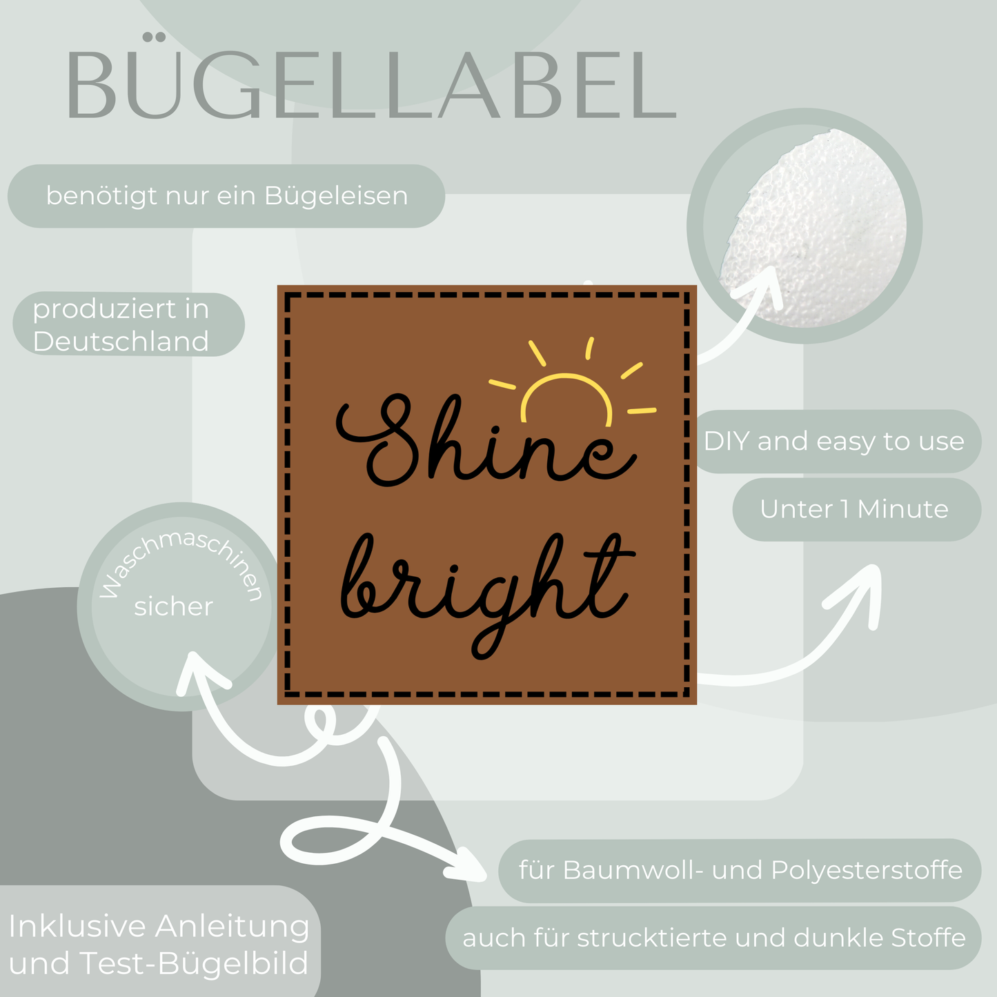 Shine bright Bügel Label Bügellabel Eigenproduktion