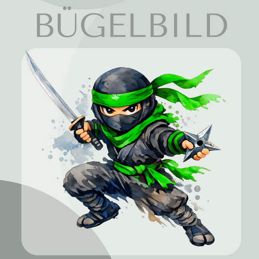 Grüner Ninja Bügelbild Eigenproduktion