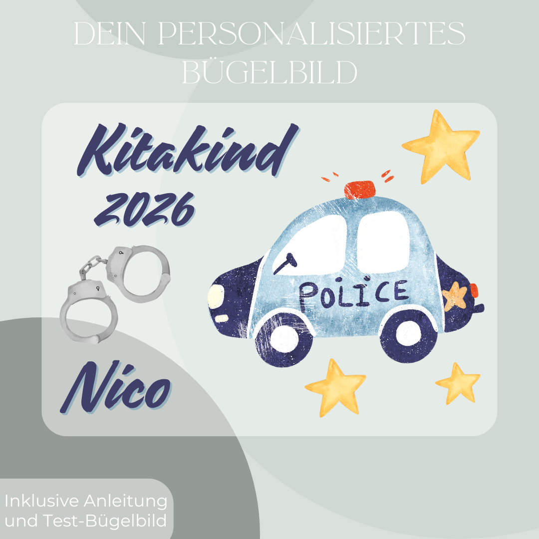 Personalisiertes Bügelbild-Set Kitakind 2026 Polizei
