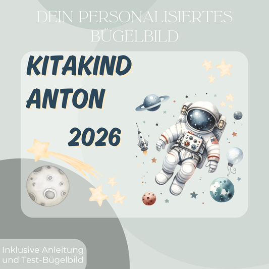 Personalisiertes Bügel-Bild Bügelbild-Set Kitakind 2026 Astronaut