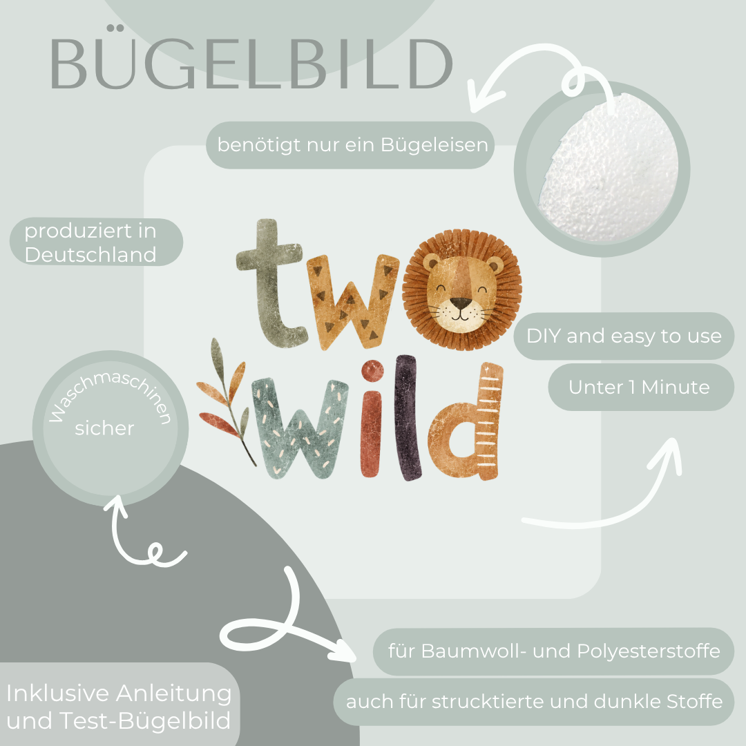 Two Wild Löwe  Bügel-Bild Bügelbild Eigenproduktion