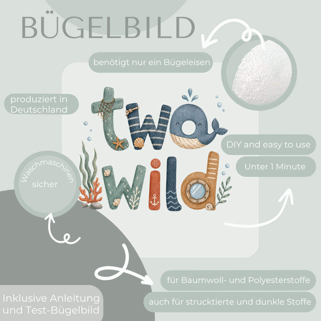 Two Wild Wal Bügel-Bild Bügelbild Eigenproduktion