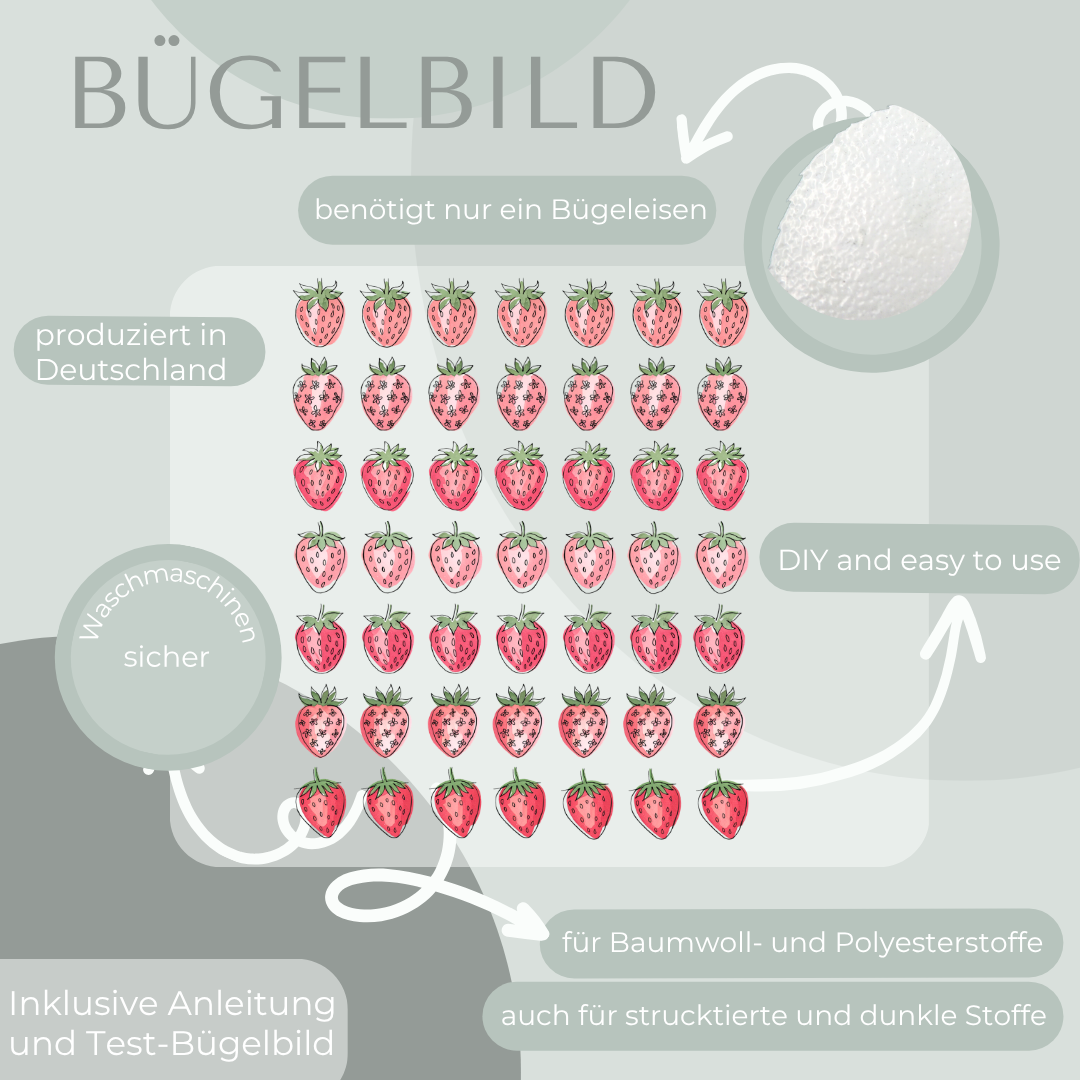 Mini Erdbeeren Set  Bügelbild Eigenproduktion DIN A5