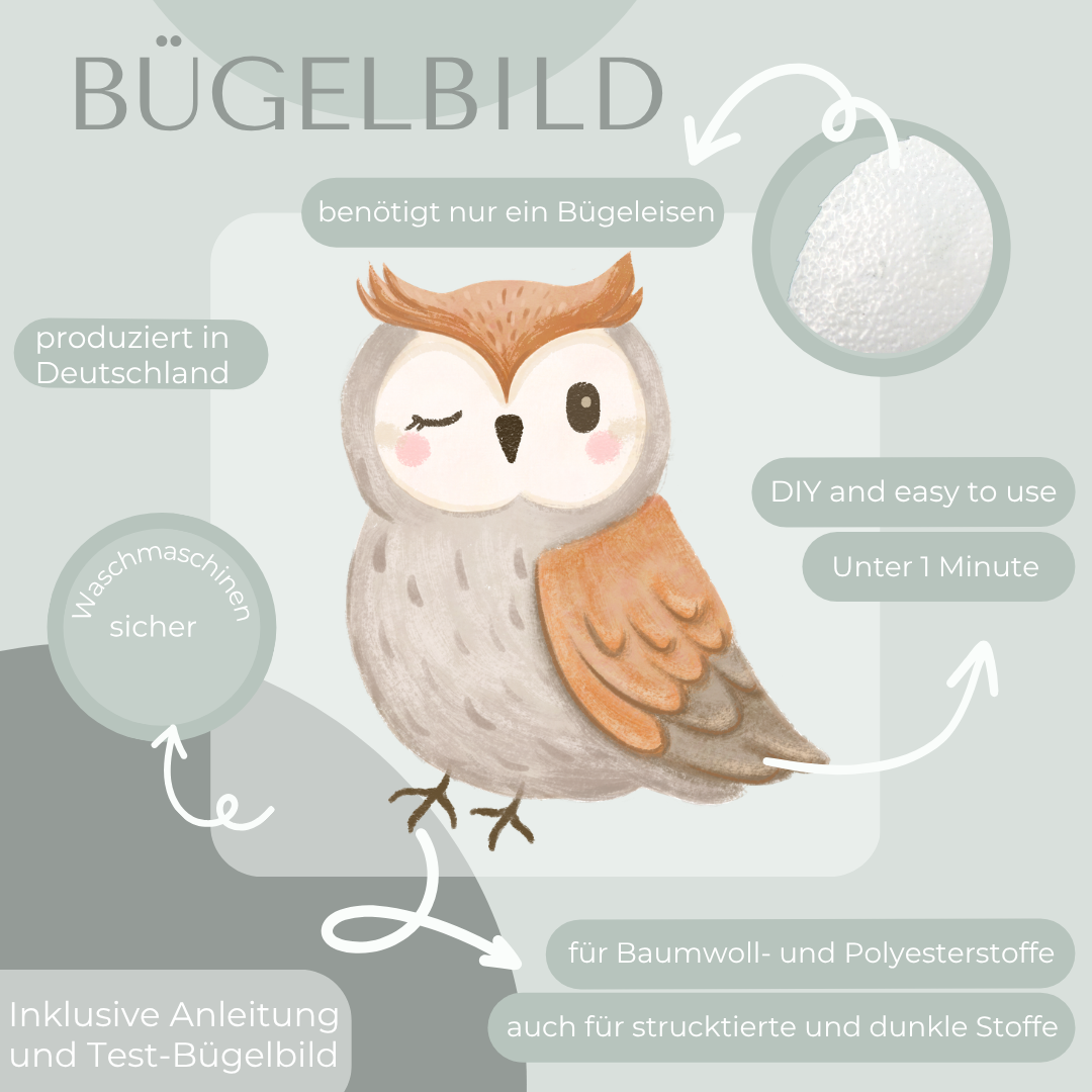 Eulen Bügelbild Eigenproduktion