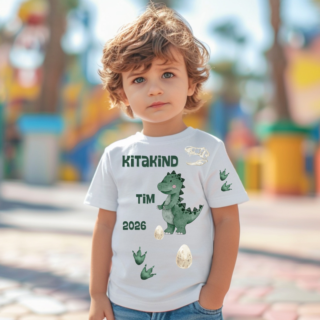 Personalisiertes Bügelbild-Set Kitakind 2026 Dinosaurier