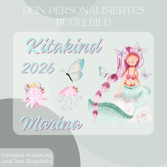 Personalisiertes Bügel-Bild Bügelbild-Set Kitakind 2026 Meerjungfrau II
