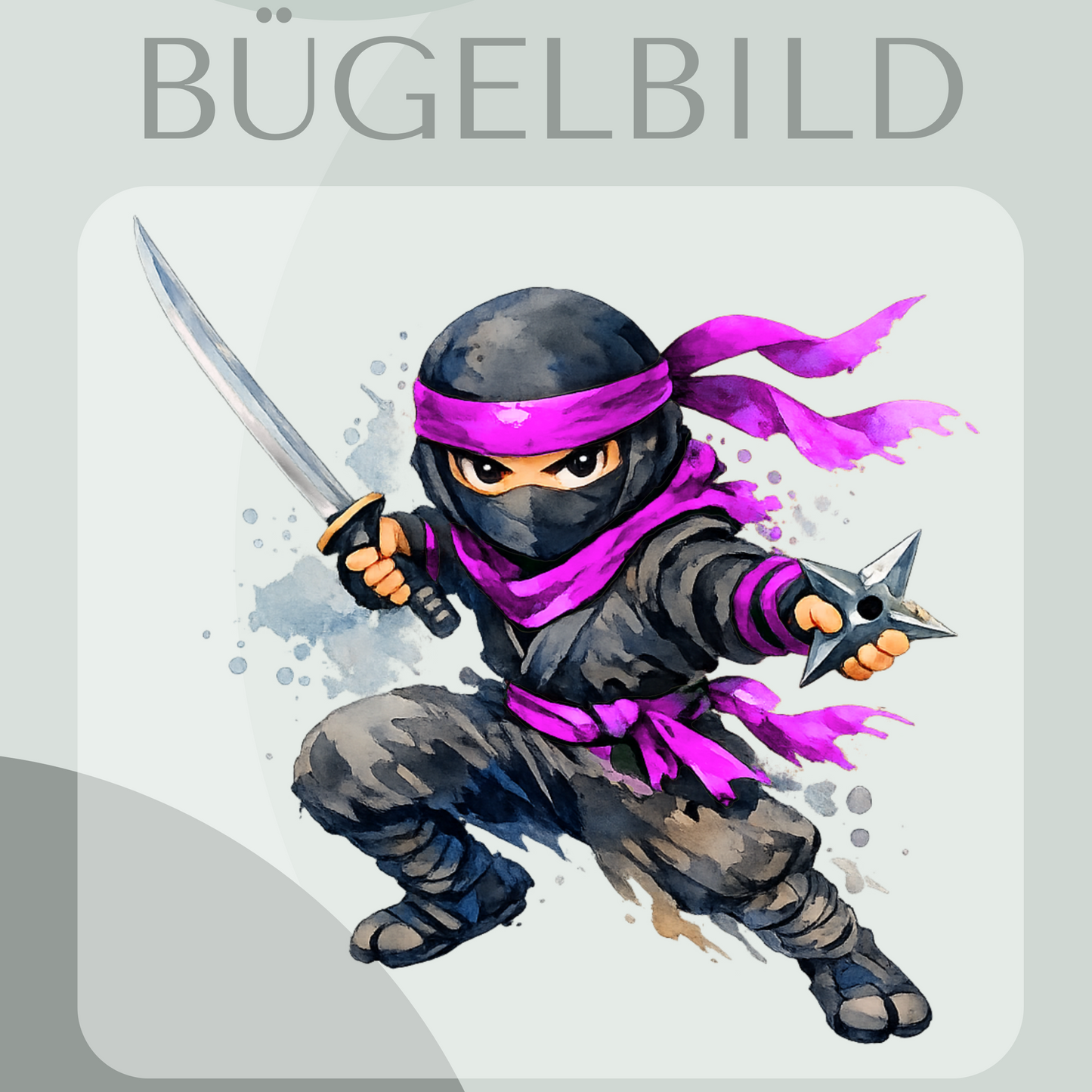 Lila Ninja Bügelbild Eigenproduktion
