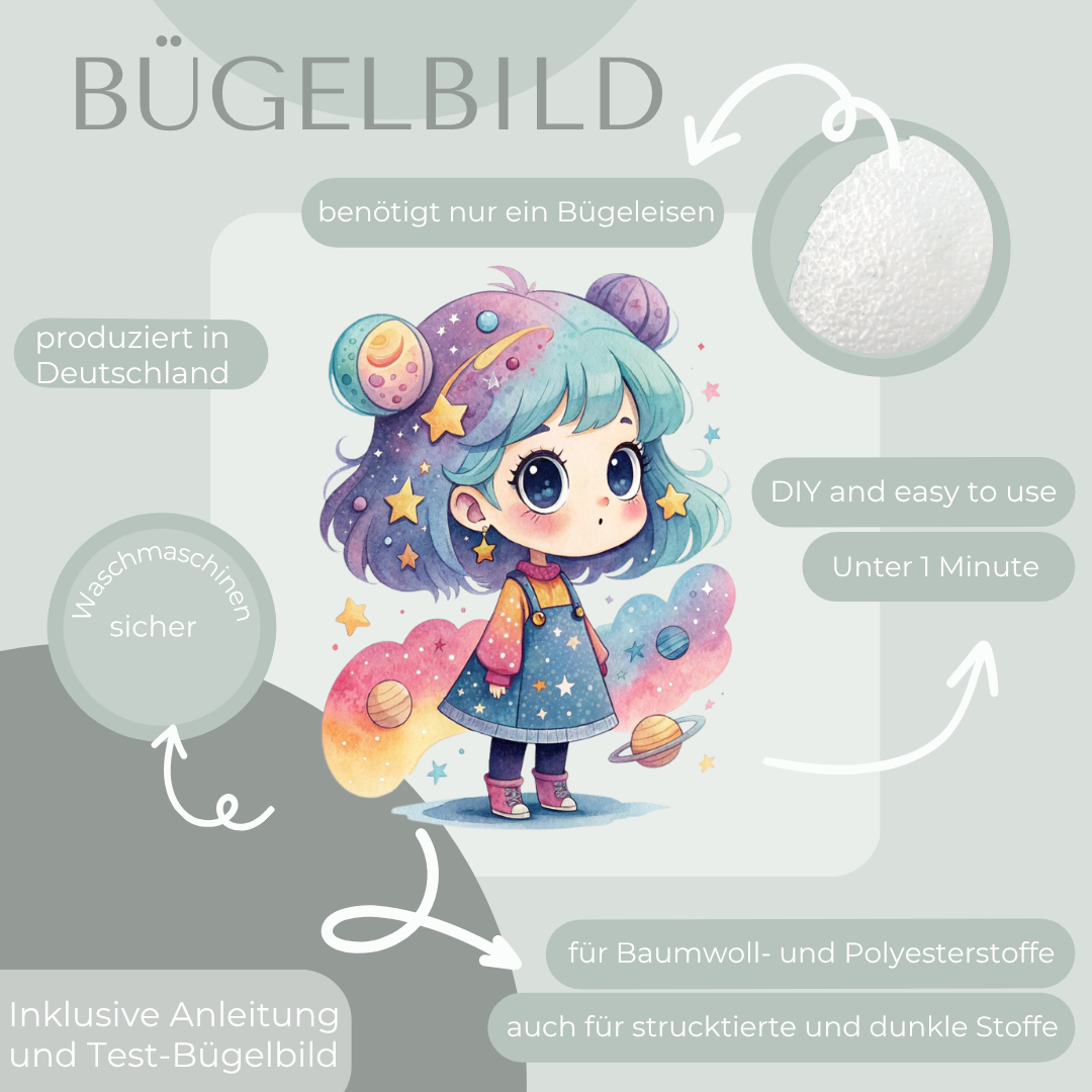 Sternen Mädchen im Universum - Bügelbild Eigenproduktion