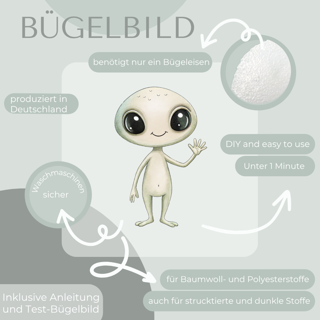 Alien- Bügelbild Eigenproduktion