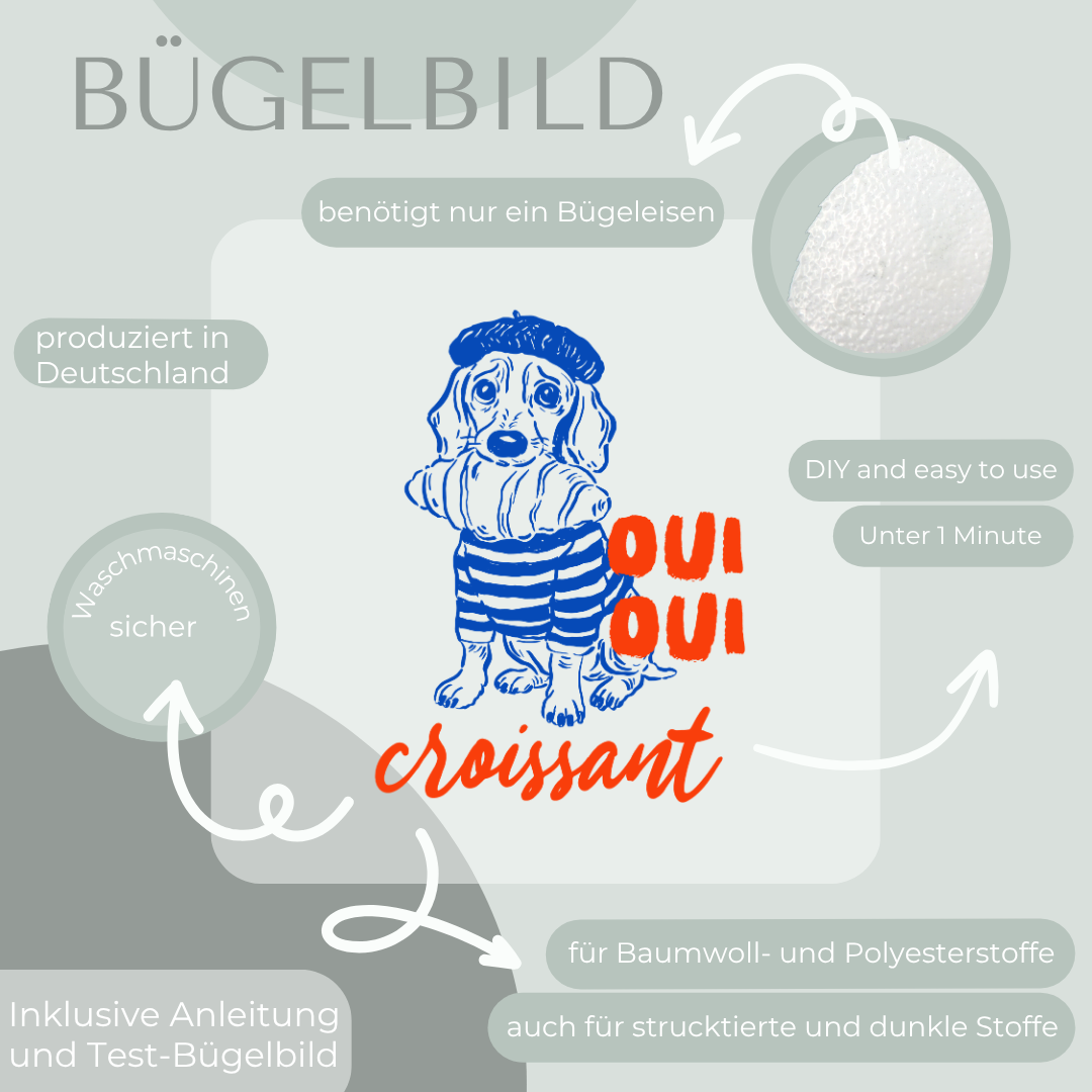 Oui Oui Croissant- Bügelbild Eigenproduktion
