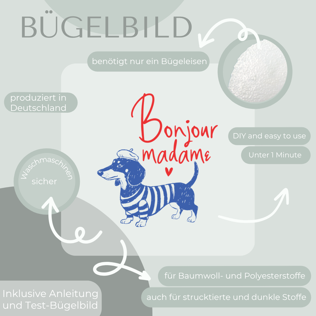 Bonjour Madame- Bügelbild Eigenproduktion
