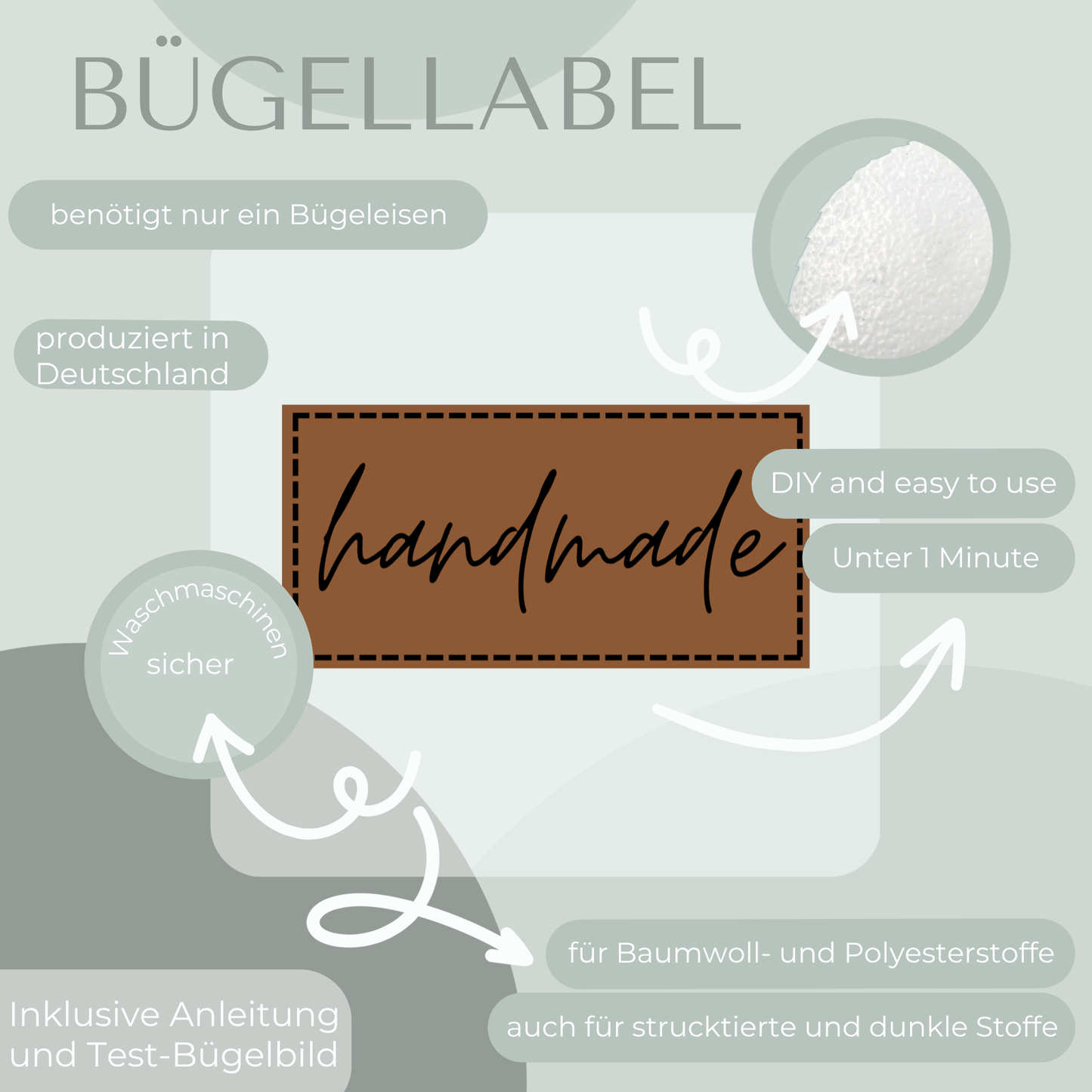 handmade Bügel Label Bügellabel Eigenproduktion