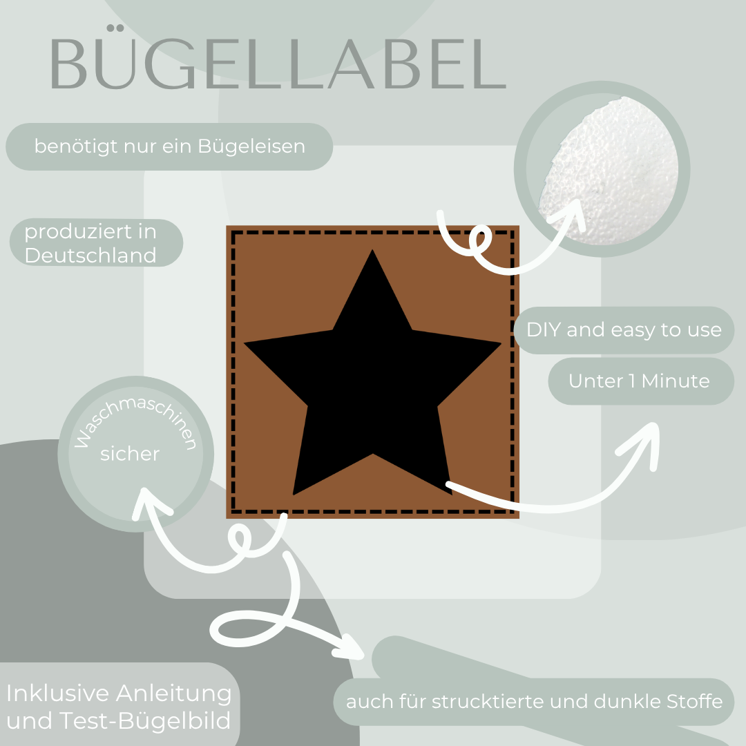 Stern Bügel Label Bügellabel Eigenproduktion