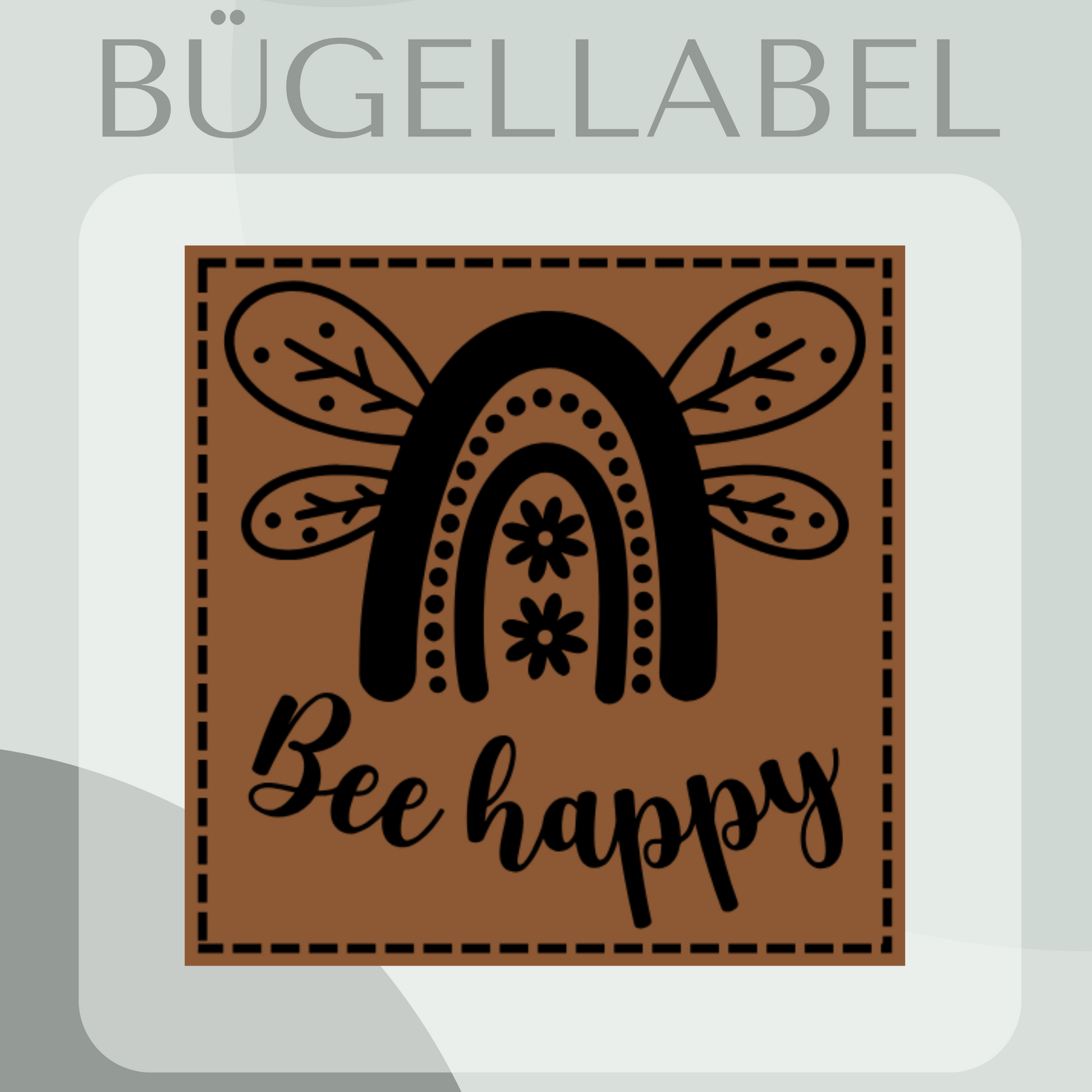 Bügellabel Bee happy Regenbogen