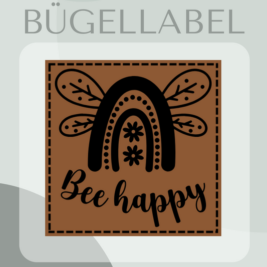 Bügellabel Bee happy Regenbogen