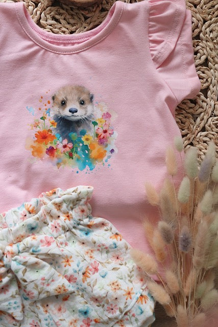 floraler Otter Bügel-Bild Bügelbild Eigenproduktion