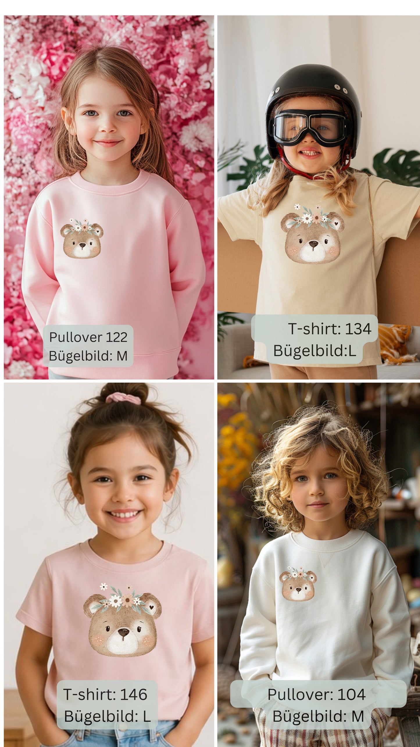 Bär beige Bügel-Bild Bügelbild Eigenproduktion