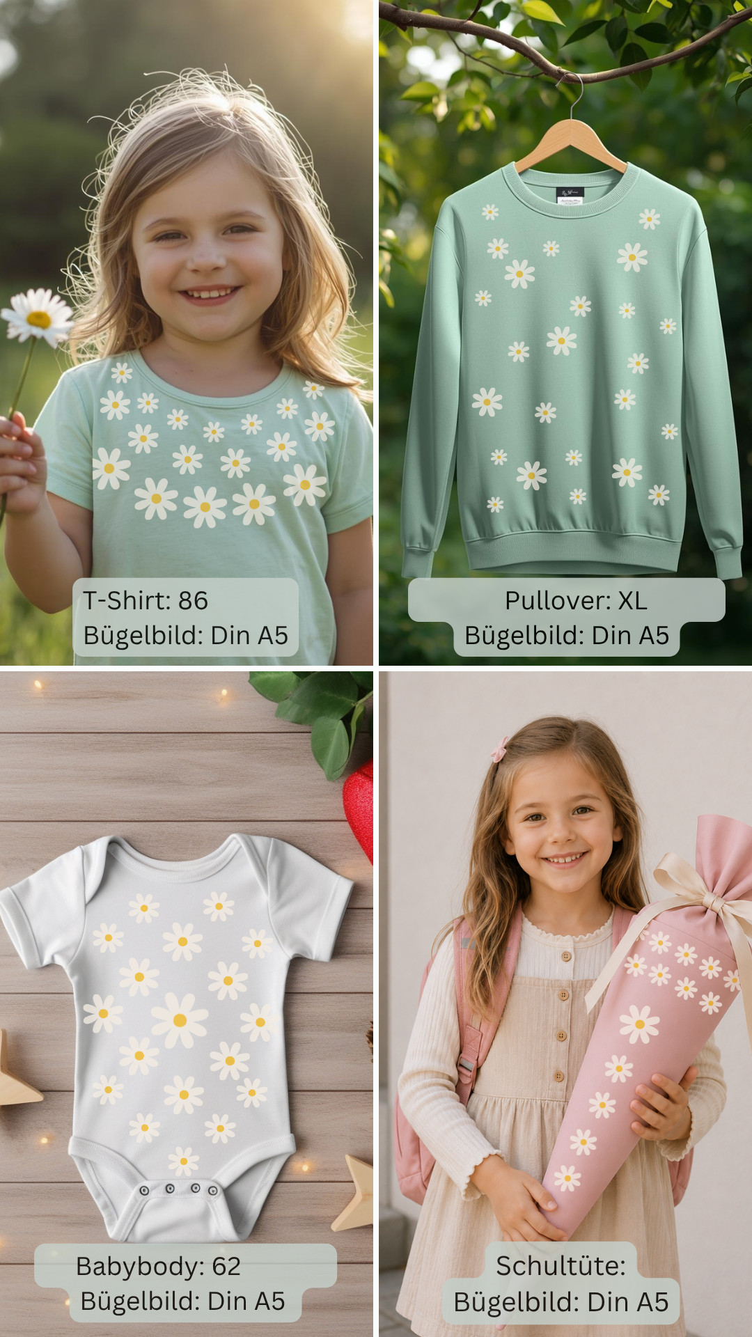 Maxi Gänseblümchen Set  Bügelbild Eigenproduktion DIN A5