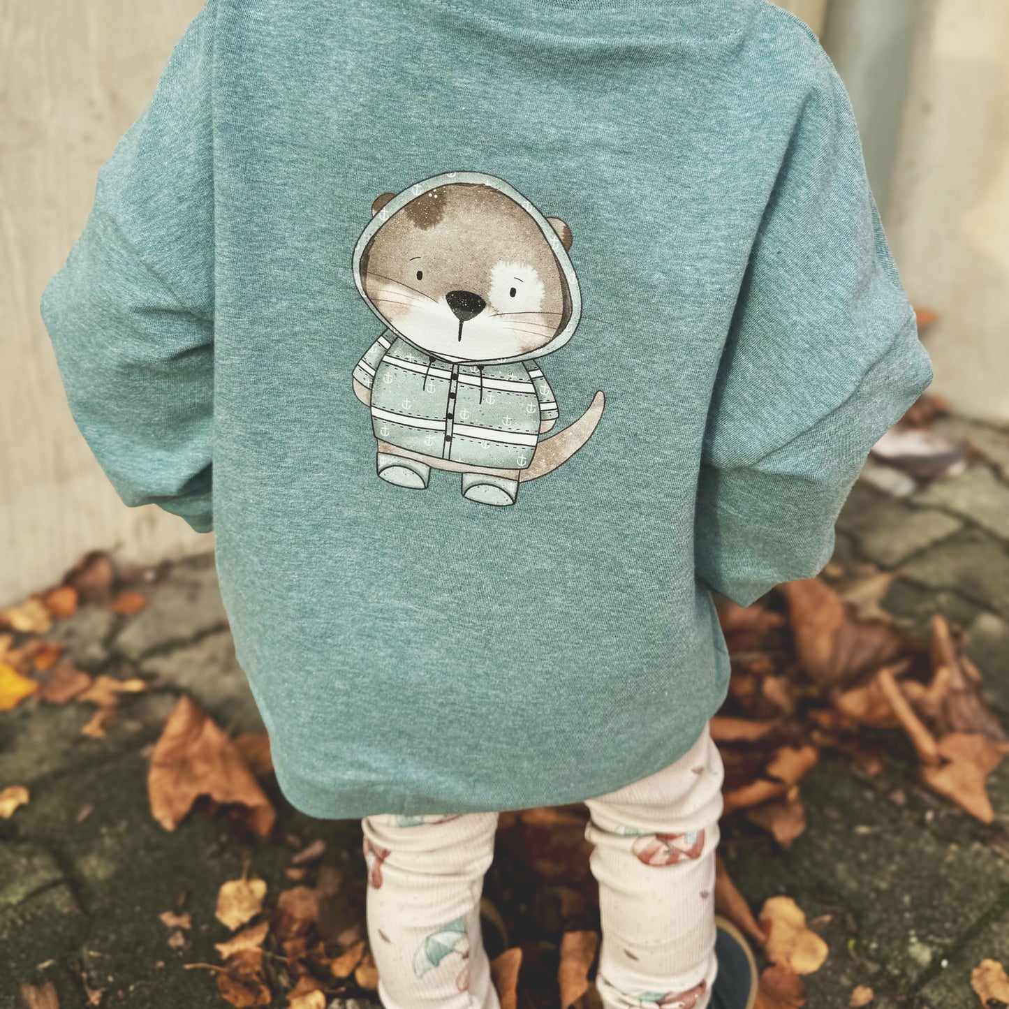 Otter mit Regenjacke Blau - Maxi Bügel-Bild Bügelbild Eigenproduktion