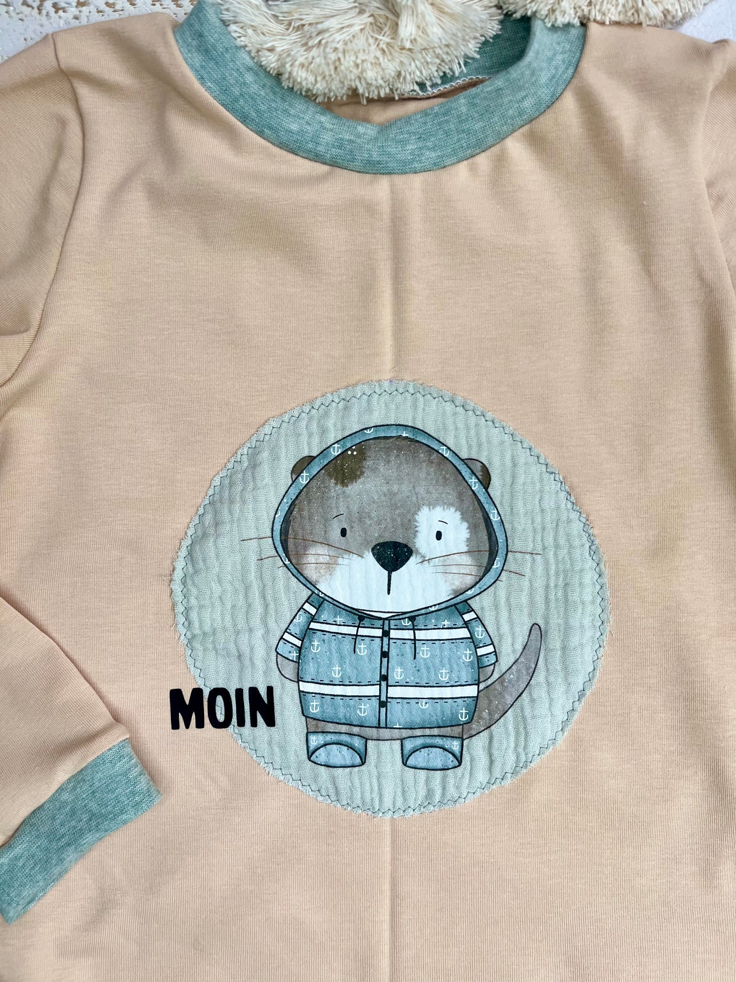Otter mit Regenjacke Blau - Maxi Bügel-Bild Bügelbild Eigenproduktion