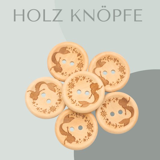 Eigenproduktion Holzknopf Meerjungfrau 25mm
