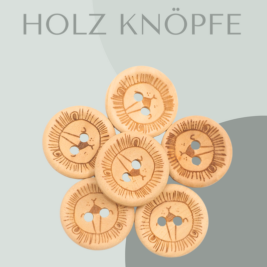 Eigenproduktion Holzknopf Löwe 25mm