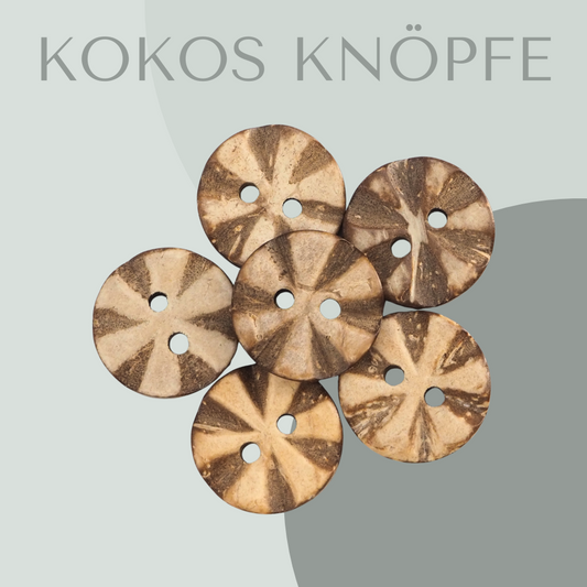 Kokosknopf mit Rillen 15mm