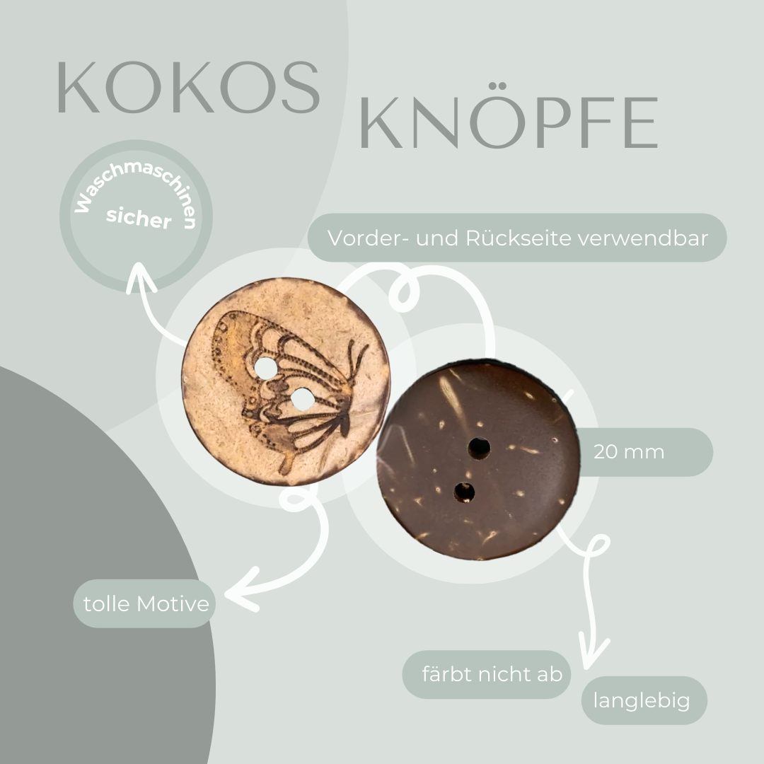 Eigenproduktion Kokosknopf Schmetterling 20mm
