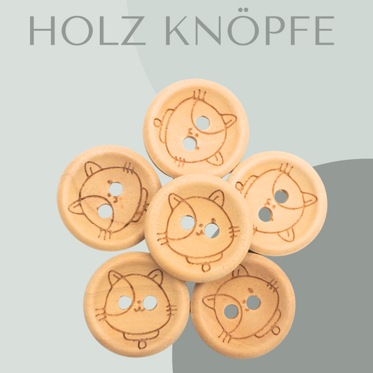 Eigenproduktion Holzknopf Katze 20mm