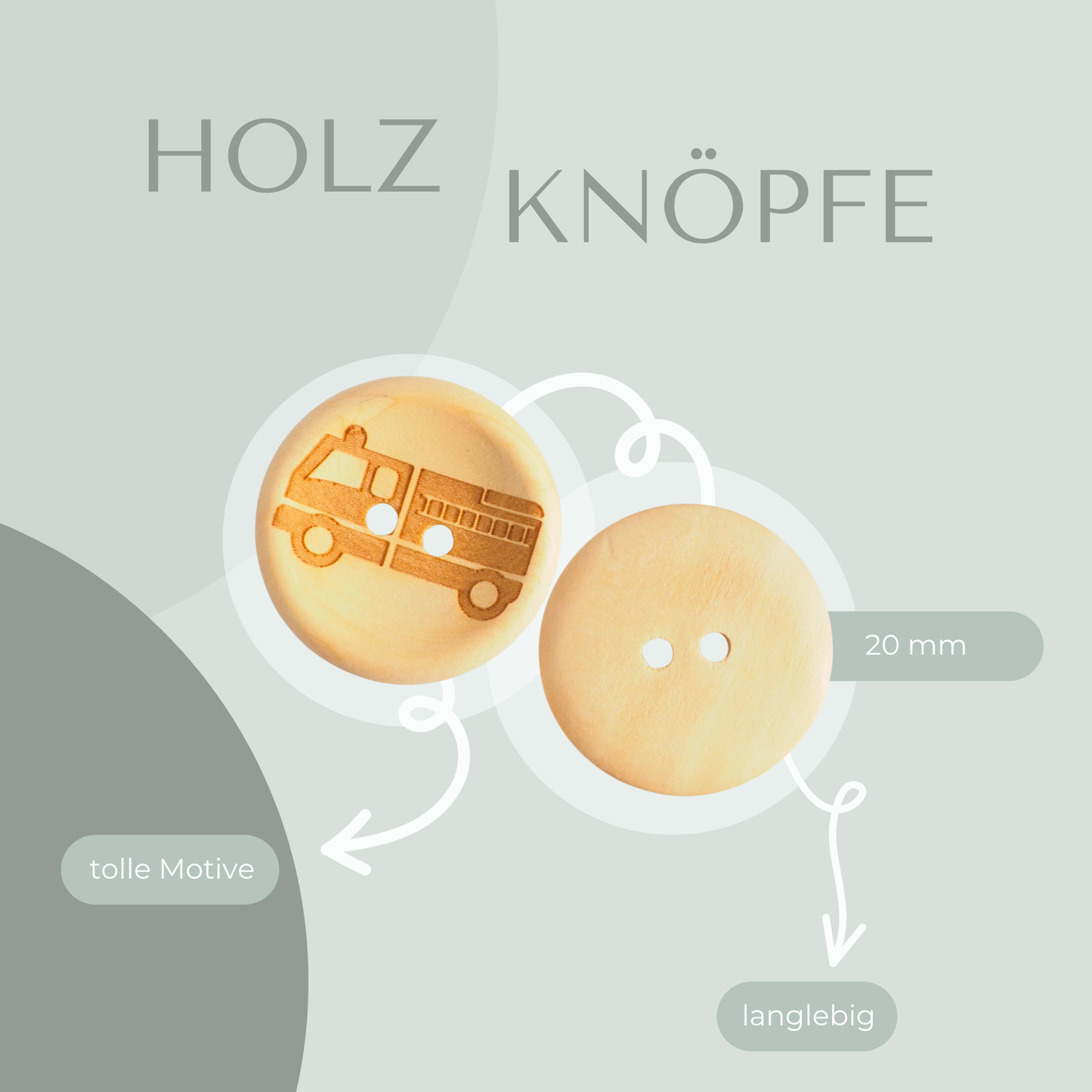 Eigenproduktion Holzknopf Feuerwehr  20mm