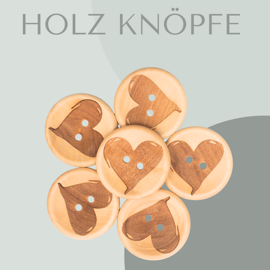 Eigenproduktion Holzknopf Herz 30mm