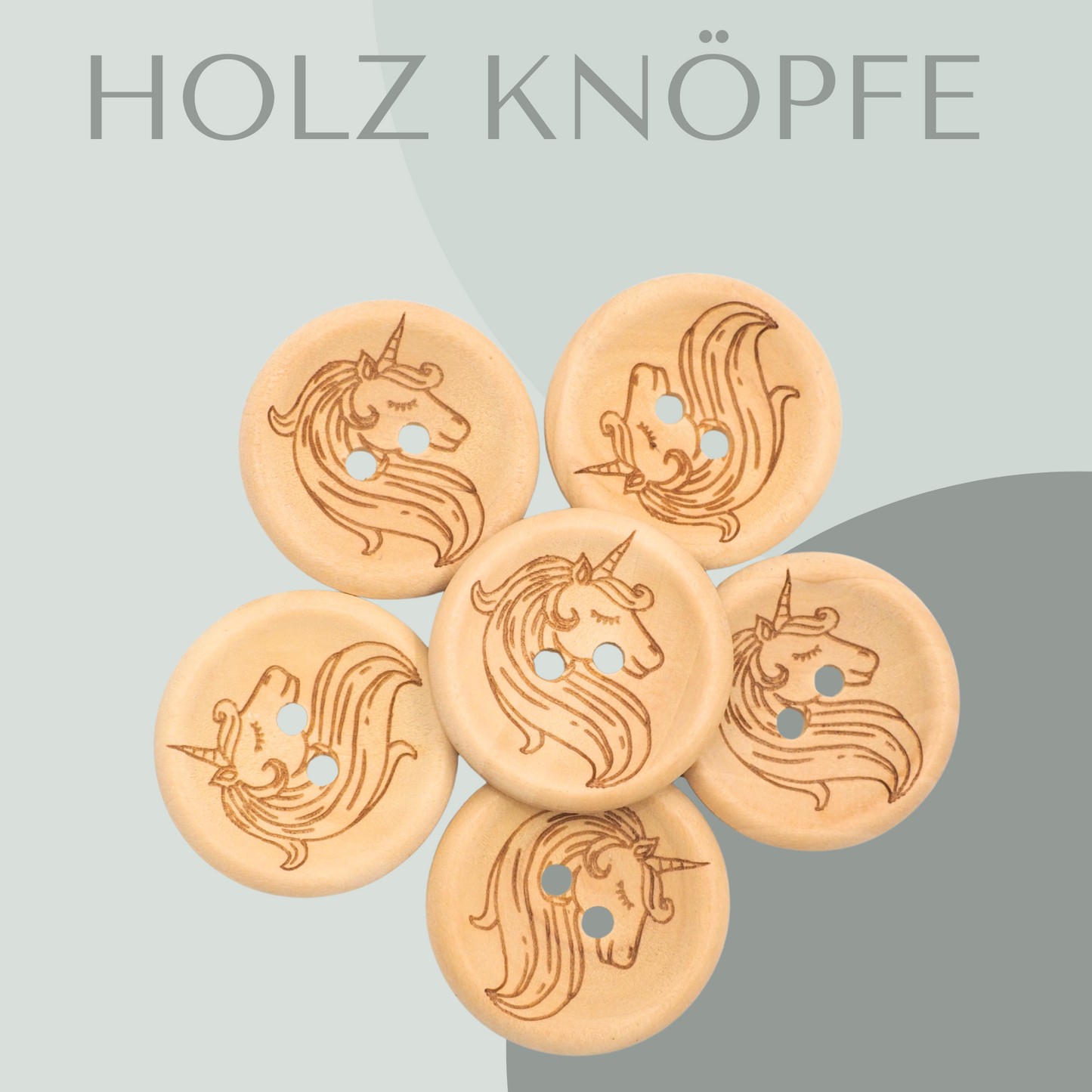 Eigenproduktion Holzknopf Einhorn 20mm