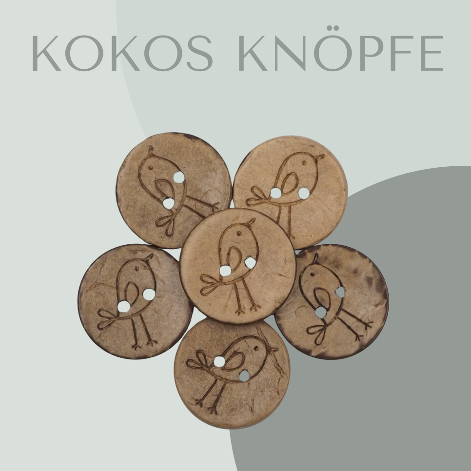 Eigenproduktion Kokosknopf Vogel 20mm