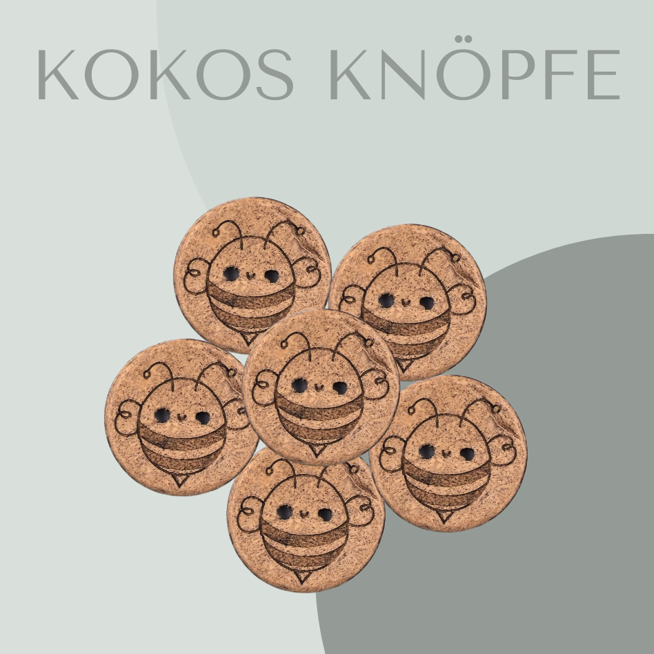Eigenproduktion Kokosknopf Biene 20mm