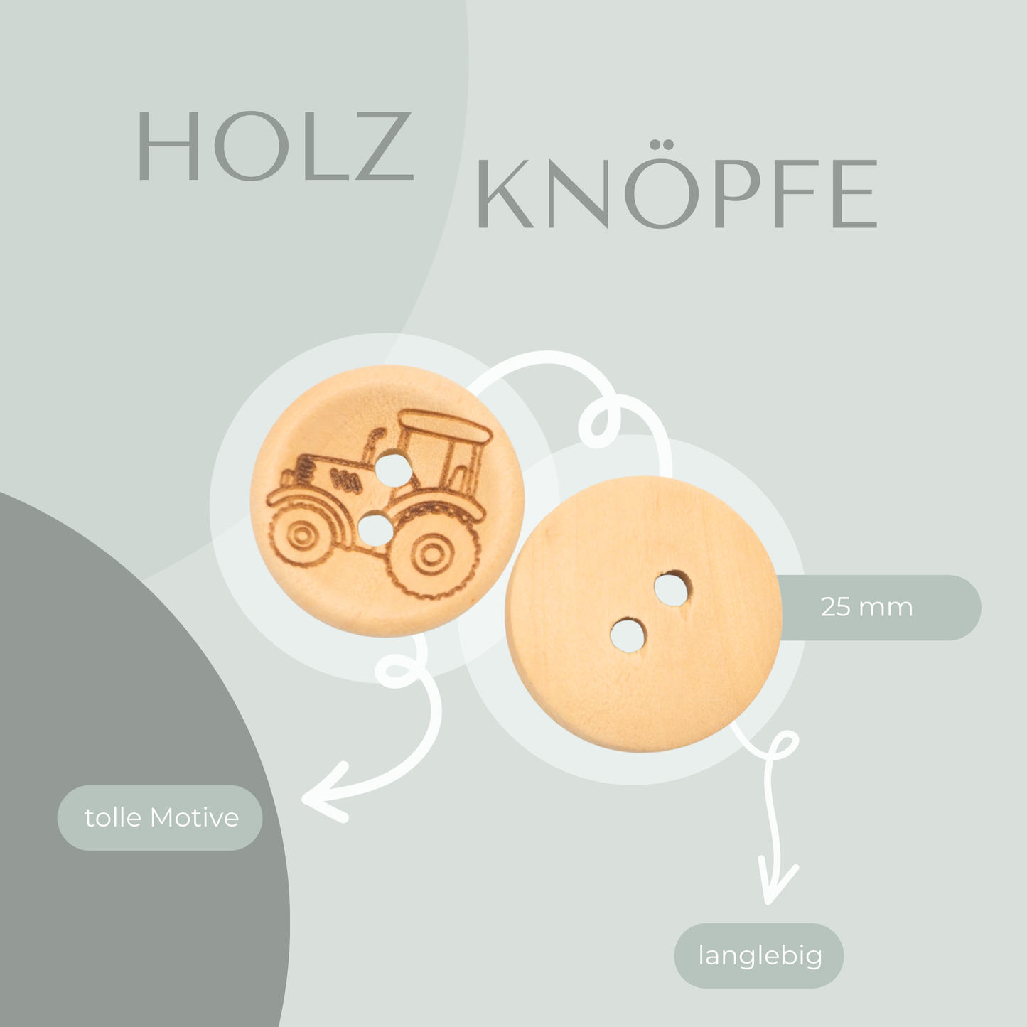Eigenproduktion Holzknopf Traktor 25mm