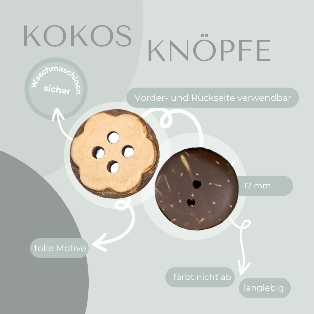 Kokosknopf in Blumenform 12mm