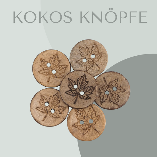 Eigenproduktion Kokosknopf Ahornblatt 20mm
