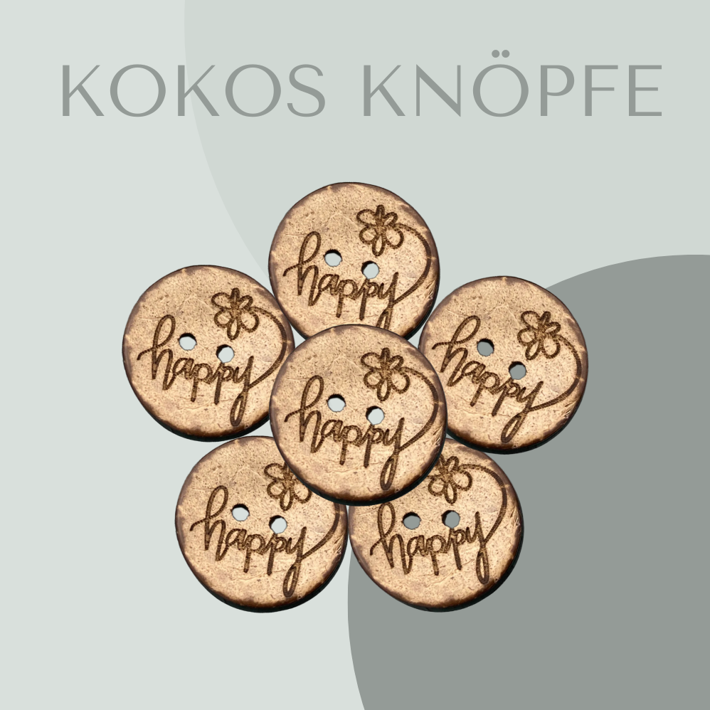 Kokosknopf Rund Happy 20mm