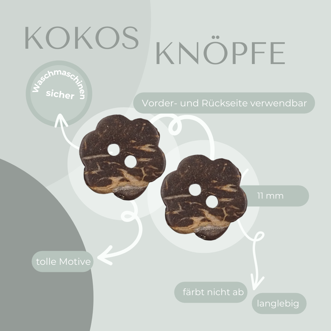 Kokosknopf Blumenform 11mm