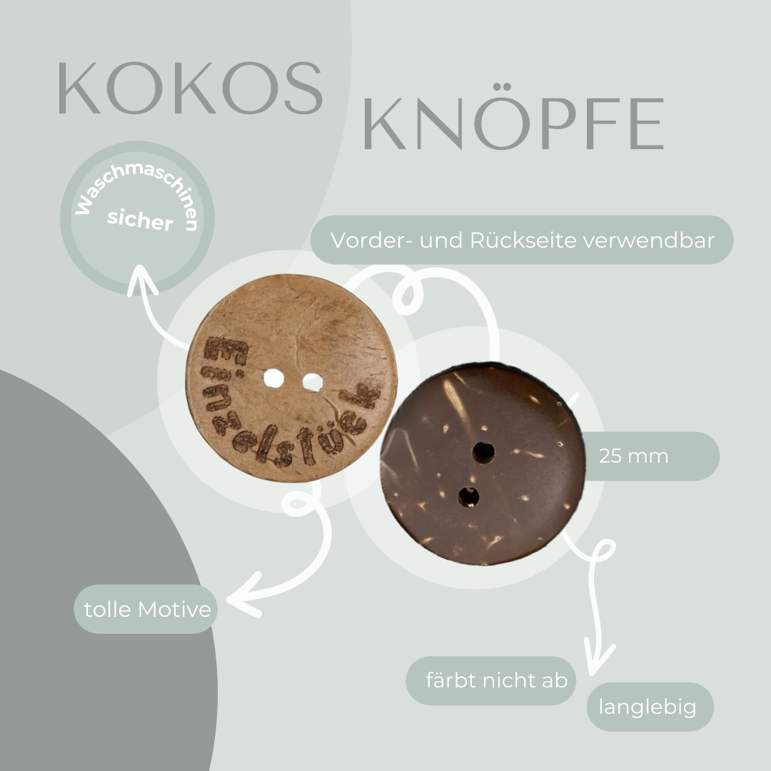 Eigenproduktion Kokosknopf Einzelstück  25mm