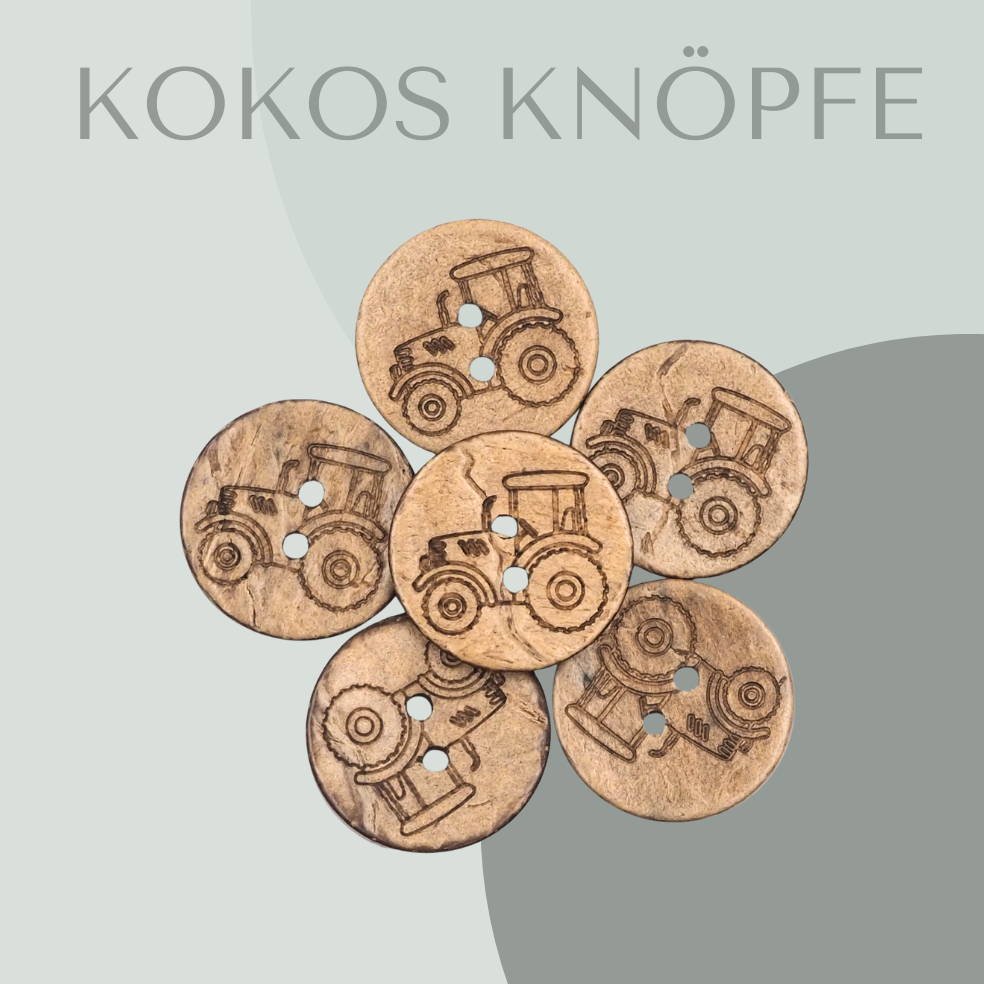Eigenproduktion Kokosknopf Traktor 20mm
