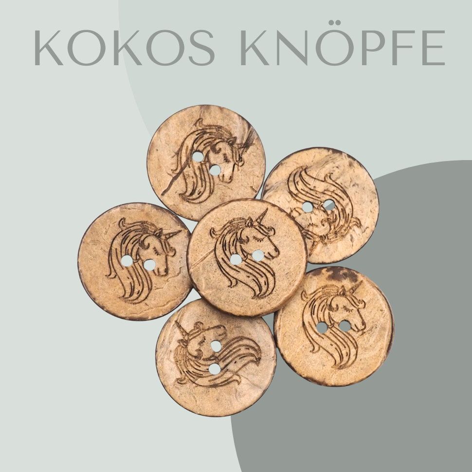Eigenproduktion Kokosknopf Einhorn  20mm